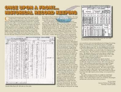 ONCE UPON A FRONT... HISTORICAL RECORD KEEPING C  onventional instrumental records of weather exist for South