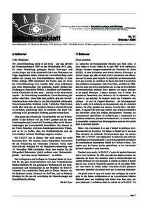 Mitteilungsblatt  Nr. 31 Oktober[removed]Geschäftsstelle: Dr. Beatrice Miranda, ETH Zentrum, CHN, CH-8092 Zürich, E-Mail: [removed], http://saguf.scnatweb.ch