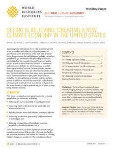 Working Paper  SEEING IS BELIEVING: CREATING A NEW CLIMATE ECONOMY IN THE UNITED STATES NICHOLAS BIANCO, KRISTIN MEEK, REBECCA GASPER, MICHAEL OBEITER, SARAH FORBES, & NATE ADEN A growing body of evidence shows that econ