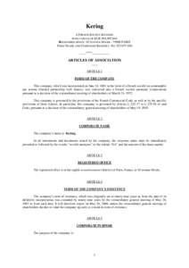 Kering A FRENCH SOCIÉTÉ ANONYME WITH CAPITAL OF EUR 504,907,044 REGISTERED OFFICE: 10 AVENUE HOCHEPARIS PARIS TRADE AND COMPANIES REGISTRY NO____****___________