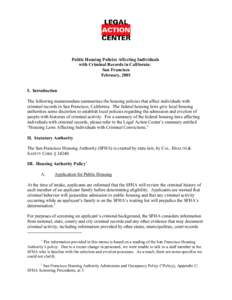 Affordable housing / Federal assistance in the United States / Section 8 / Criminal record / Substance dependence / Homelessness / Drug rehabilitation / Health / Personal life / Substance abuse / Public housing in the United States / Public health