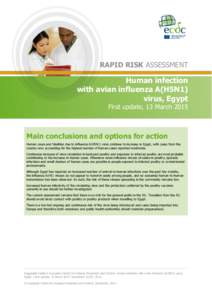 M,  RAPID RISK ASSESSMENT Human infection with avian influenza A(H5N1)