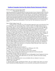 Southern Campaign American Revolution Pension Statements & Rosters Pension application of George Horn S4407 Transcribed by Will Graves f14VA[removed]