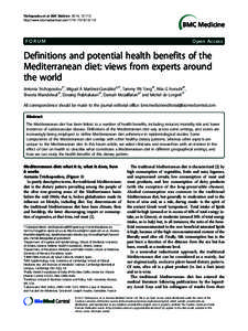 Definitions and potential health benefits of the Mediterranean diet: views from experts around the world
