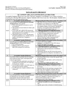 Data Quality Checklist MD Department of Labor, Licensing and Regulation Division of Workforce Development and Adult Learning Page 1 of 8 Last Update: September 10, 2009
