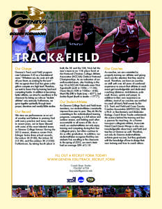 Men’s  TRACK&FIELD Our Charge Geneva’s Track and Field program uses Colossians 3:23 as a foundational