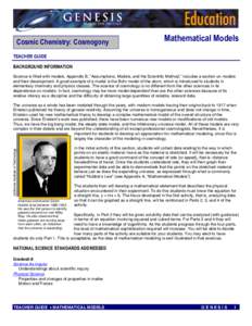 Cosmic Chemistry: Cosmogony  Mathematical Models TEACHER GUIDE BACKGROUND INFORMATION