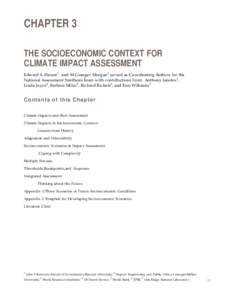 The Socioeconomic Context for Climate Impact Assessment (Chapter 3) from the Foundation document of the Climate Change Impacts on the United States: The Potential Consequences of Climate Variability and Change