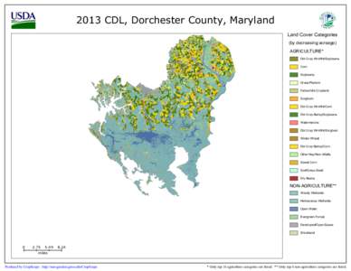 2013 CDL, Dorchester County, Maryland Land Cover Categories (by decreasing acreage) AGRICULTURE* Dbl Crop WinWht/Soybeans Corn