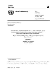 Law / Demography / Migrant worker / Special Rapporteur / Protocol against the Smuggling of Migrants by Land /  Sea and Air / Illegal immigration / Mexican migration / Smuggling / Chiapas / Human migration / International relations / United Nations Convention on the Protection of the Rights of All Migrant Workers and Members of Their Families