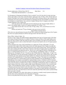 Southern Campaign American Revolution Pension Statements & Rosters Pension Application of Walter Davis W4170 Transcribed and annotated by C. Leon Harris. Mary Davis