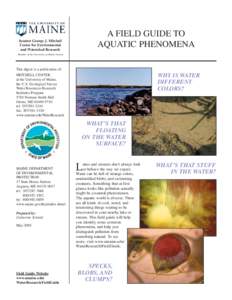 A FIELD GUIDE TO AQUATIC PHENOMENA Senator George J. Mitchell Center for Environmental and Watershed Research