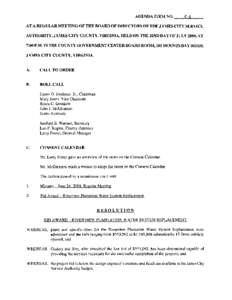 AGENDA ITEM NO.  C·l AT A REGULAR MEETING OF THJ<: BOARD OF DIRECTORS OF THE JAMES CITY SERVICE AUTHORITY, JAMES CITY COUNTY, VIRGINIA, HELD ON THE 22ND DAYOF JULY 2008, AT