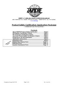 iNARTE, a Certification Brand of RABQSA International  600 N Plankinton Ave., Suite301, Milwaukee, WI[removed]-NARTE - Fax[removed]www.narte.org  Product Safety Certification Application Package