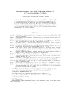 COMBINATORICS OF RANK JUMPS IN SIMPLICIAL HYPERGEOMETRIC SYSTEMS LAURA FELICIA MATUSEVICH AND EZRA MILLER Abstract. Let A be an integer d × n matrix, and assume that the convex hull conv(A) of its columns is a simplex o