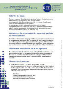 Information about the exams for Certified Professional for Requirements Engineering Foundation Level