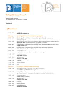 Policy Advisory Council Refettorio, Badia Fiesolana Via dei Roccettini, 9 – San Domenico di Fiesole 3 July 2014