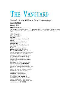 THE VANGUARD Journal of the Military Intelligence Corps Association