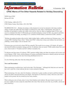 Office of Fire Prevention and Control  Information Bulletin 14 December 2006