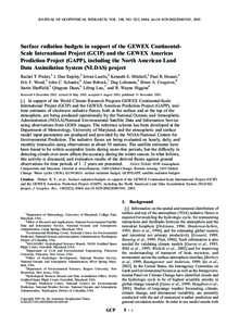 JOURNAL OF GEOPHYSICAL RESEARCH, VOL. 108, NO. D22, 8844, doi:[removed]2002JD003301, 2003  Surface radiation budgets in support of the GEWEX ContinentalScale International Project (GCIP) and the GEWEX Americas Prediction 