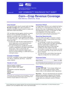 Financial economics / United States Department of Agriculture / Agricultural economics / Crops / Staple foods / Crop insurance / Insurance / Crop Revenue Coverage / Futures contract / Agriculture / Food and drink / Agricultural insurance