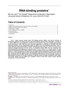 RNA-binding proteins* Min-Ho Lee§ †, Tim Schedl§, Department of Genetics, Washington University School of Medicine, St. Louis, MO[removed]USA Table of Contents 1. Overview ..............................................