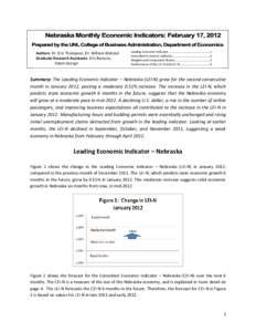 Authors: Dr. Eric Thompson, Dr. William Walstad Graduate Research Assistants: Eric Ransom, Adam George Leading Economic Indicator..…………………………………………….1 Coincident Economic Indicator……