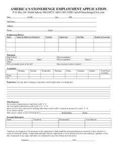 Recruitment / Stonehenge / Wiltshire / Application for employment / Employment