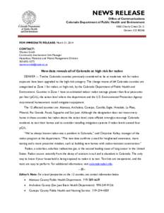 Radon / Conejos County /  Colorado / Archuleta County /  Colorado / Costilla County /  Colorado / Saguache County /  Colorado / Rio Grande County /  Colorado / Hinsdale County /  Colorado / Alamosa County /  Colorado / Health effects of radon / Geography of Colorado / Colorado counties / Colorado