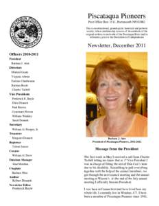 Piscataqua Pioneers Newsletter December 2011