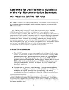 Screening for Developmental Dysplasia of the Hip: Recommendation Statement