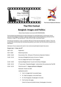 150 Years Thai-German Diplomatic Relations Thai Film Festival Bangkok: Images and Politics (https://www.facebook.com/events[removed])