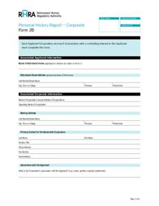 Date Stamp  Personal History Report – Corporate Form 2B  Approved by/Date