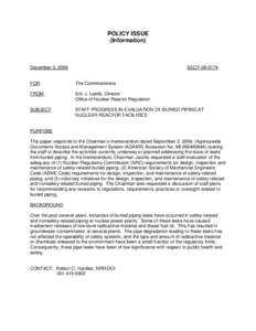 Nuclear technology / Nuclear physics / Energy / Building engineering / Piping / Nuclear safety in the United States / Office of Nuclear Reactor Regulation / Title 10 of the Code of Federal Regulations / Pipe / Nuclear energy in the United States / Nuclear safety / Plumbing