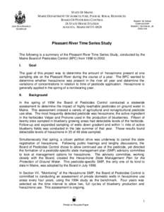 JOHN ELIAS BALDACCI GOVERNOR STATE OF MAINE MAINE DEPARTMENT OF AGRICULTURE, FOOD & RURAL RESOURCES BOARD OF PESTICIDES CONTROL