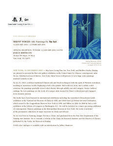 FOR IMMEDIATE RELEASE  SILENT VOICES: Ink Paintings by Xu Lei