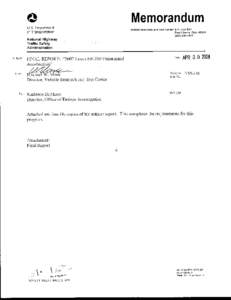 VRTC MEMORANDUM REPORT EA07-010 VRTC-DCD[removed]Lexus ES-350 Unintended Acceleration 1.0