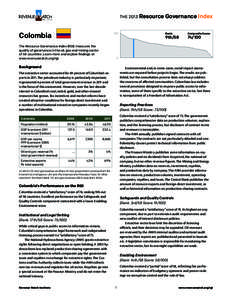 THE 2013 Resource Governance Index  Colombia 100