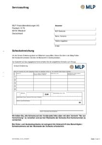 Serviceauftrag  MLP Finanzdienstleistungen AG PostfachWiesloch Deutschland