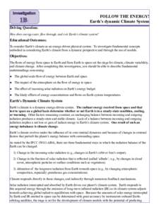 Investigation  1B: FOLLOW THE ENERGY! Earth’s dynamic Climate System