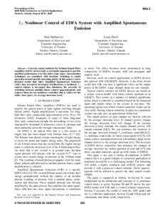 L2 Nonlinear Control of EDFA System with Amplified Spontaneous Emission