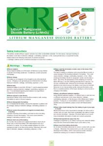 CR  Primary Battery Lithium Manganese Dioxide Battery (Li/MnO2)