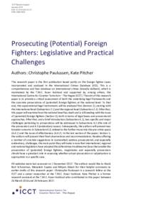 ICCT Research paper January 2018 DOI: 01 ISSN: Prosecuting (Potential) Foreign