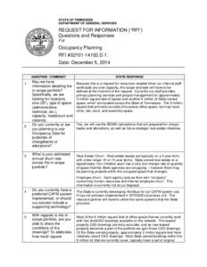 STATE OF TENNESSEE DEPARTMENT OF GENERAL SERVICES REQUEST FOR INFORMATION (“RFI”) Questions and Responses For