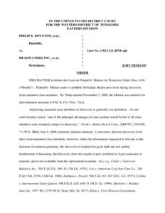 IN THE UNITED STATES DISTRICT COURT FOR THE WESTERN DISTRICT OF TENNESSEE EASTERN DIVISION PHILIP E. BOYNTON, et al., Plaintiffs, vs.