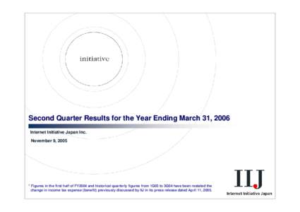 Second Quarter Results for the Year Ending March 31, 2006 Internet Initiative Japan Inc. November 9, 2005 * Figures in the first half of FY2004 and historical quarterly figures from 1Q03 to 3Q04 have been restated the ch