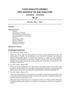 John Edzerza / Committee of the Whole / 41st Canadian Parliament / Steve Nordick / Appropriation bill / Government / Politics of Canada / 32nd Yukon Legislative Assembly / Brad Cathers / Year of birth missing / Yukon