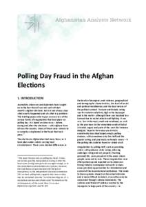 Martine van Bijlert: Polling Day Fraud in the Afghan Elections