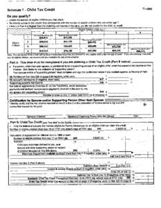 Tl[removed]Schedule 7 - t%ild Tâx Credit Do you qualify? . Locate the number of eligible children you may claim. . Go directly across to the column that corresponds with the number of eligible children who are under age 7