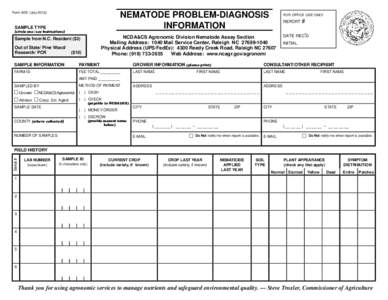 Form AD5 (July[removed]NEMATODE PROBLEM-DIAGNOSIS INFORMATION  SAMPLE TYPE